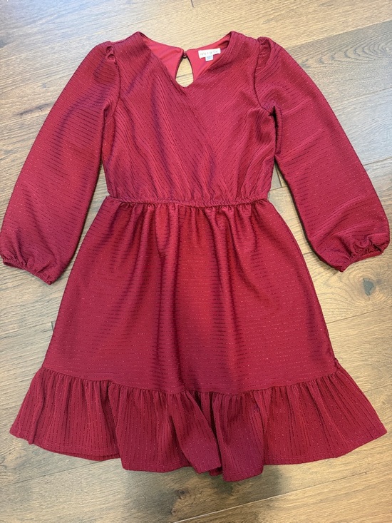 ava & yelly Other - Ava + Yelly Girls' Maroon Long-Sleeve Ruffle Hem Dress Size 12 - C11-206